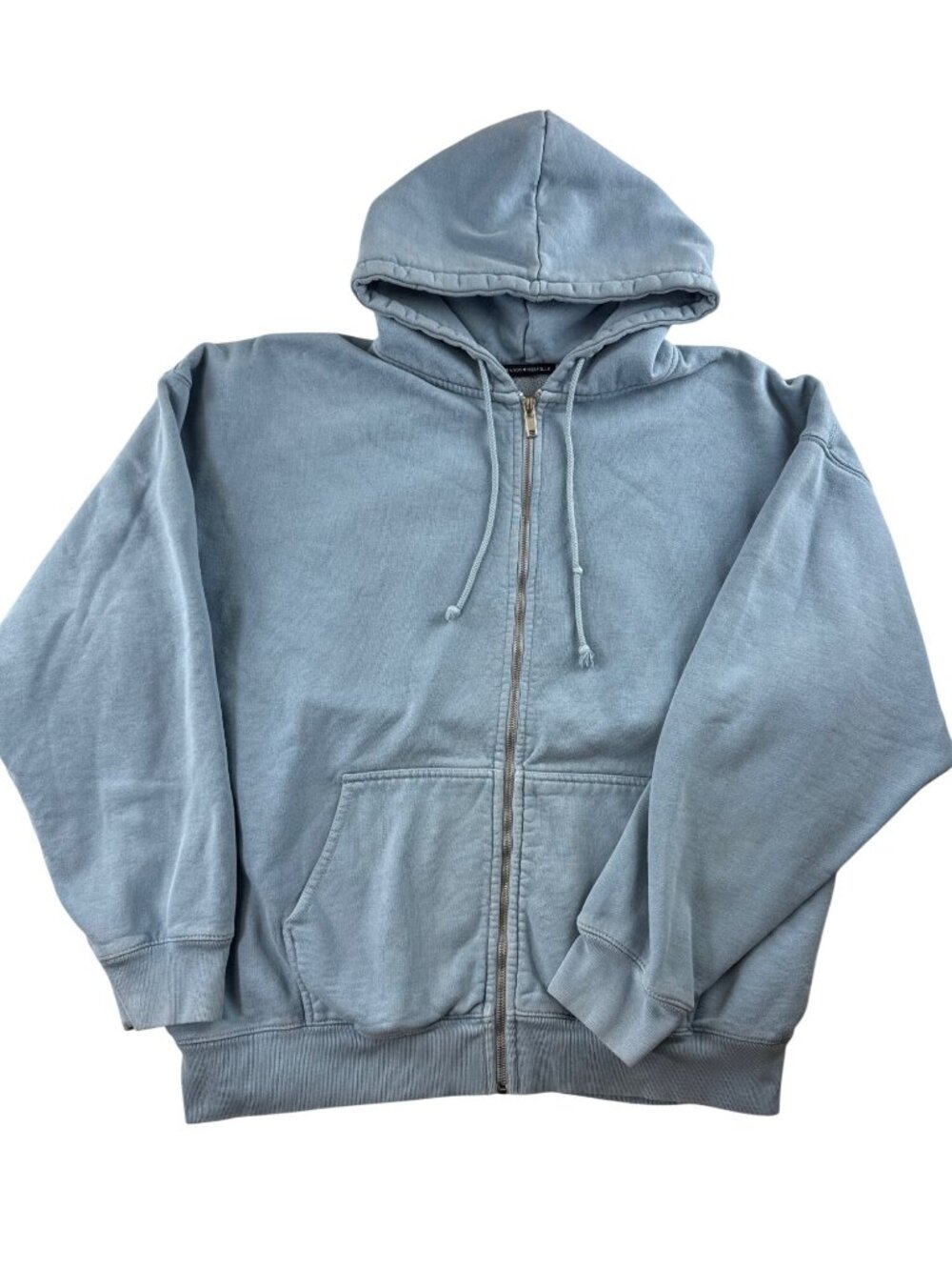 Brandy Melville Oversized Zip Up Hoodie Blue Faded Wash Sweatshirt One Size
